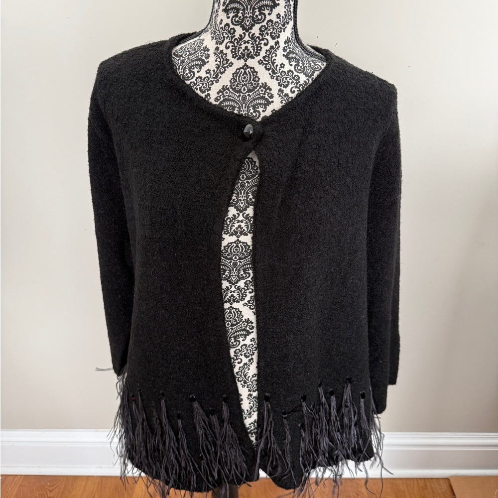 Chico's Camilla cardigan featuring feather and sequin details